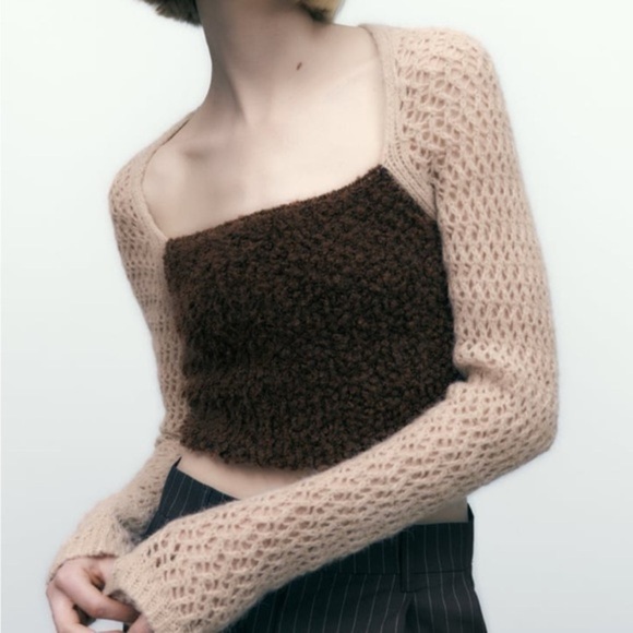Zara crop top knit wool blend Sz M NWOT​​​​ - Picture 1 of 11